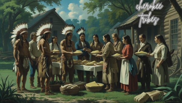 Cherokee Indian Tribes with food